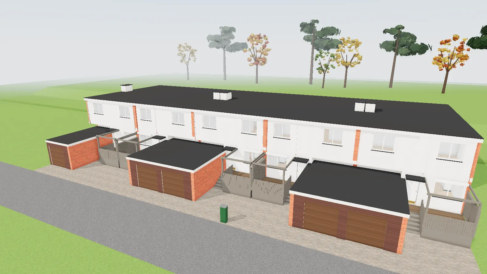 3D-modell av Vikbyvägen 22 sedd snett ovanifrån
